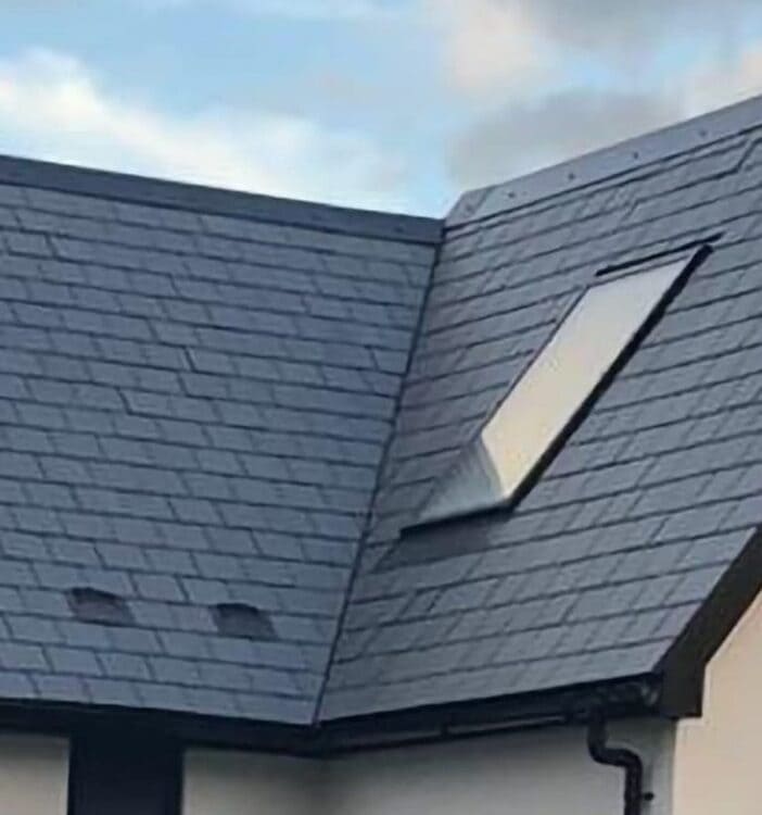 pitched shingle roof aluminum windows
